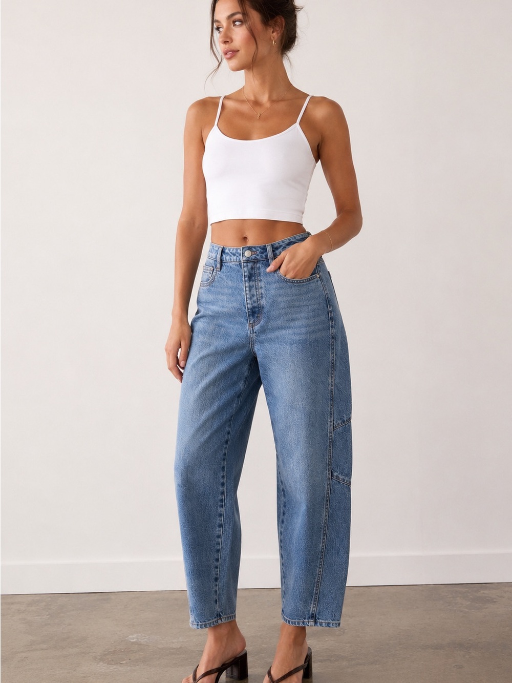 Habitual High rise Barrel crop jeans👖